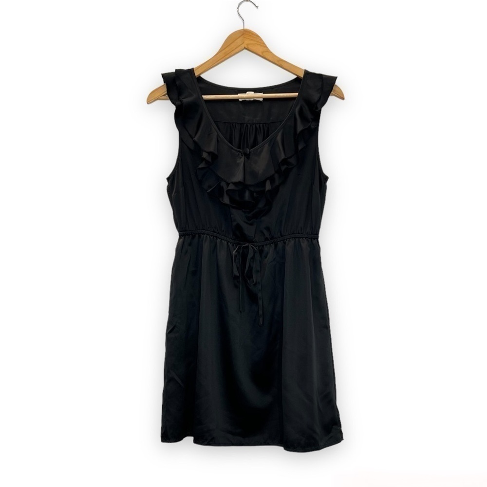 Forever‎ 21 M Black Sleeveless Satin Ruffle Dress Medium M